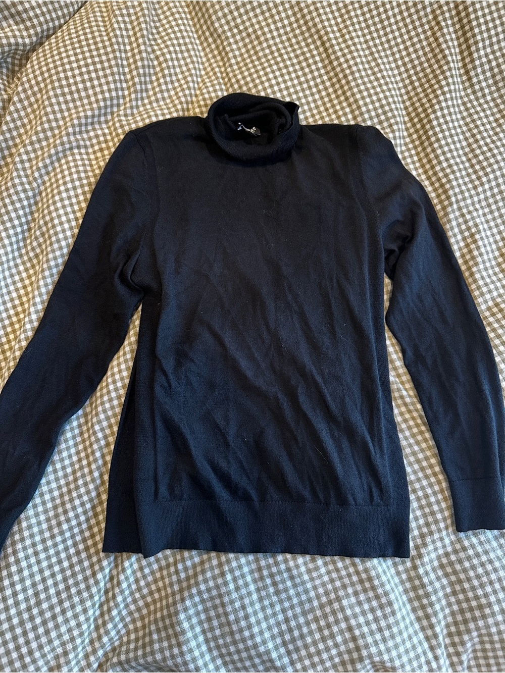 Merino Wool Blend Black Turtleneck Sweater
